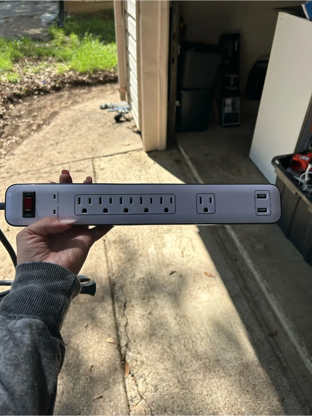 White Power Strip with Dual USB Charging Ports